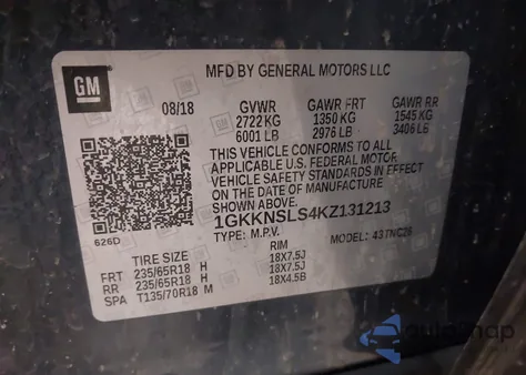 2019 GMC Acadia Sle-2 z USA, uszkodzony, nr VIN 1GKKNSLS4KZ131213